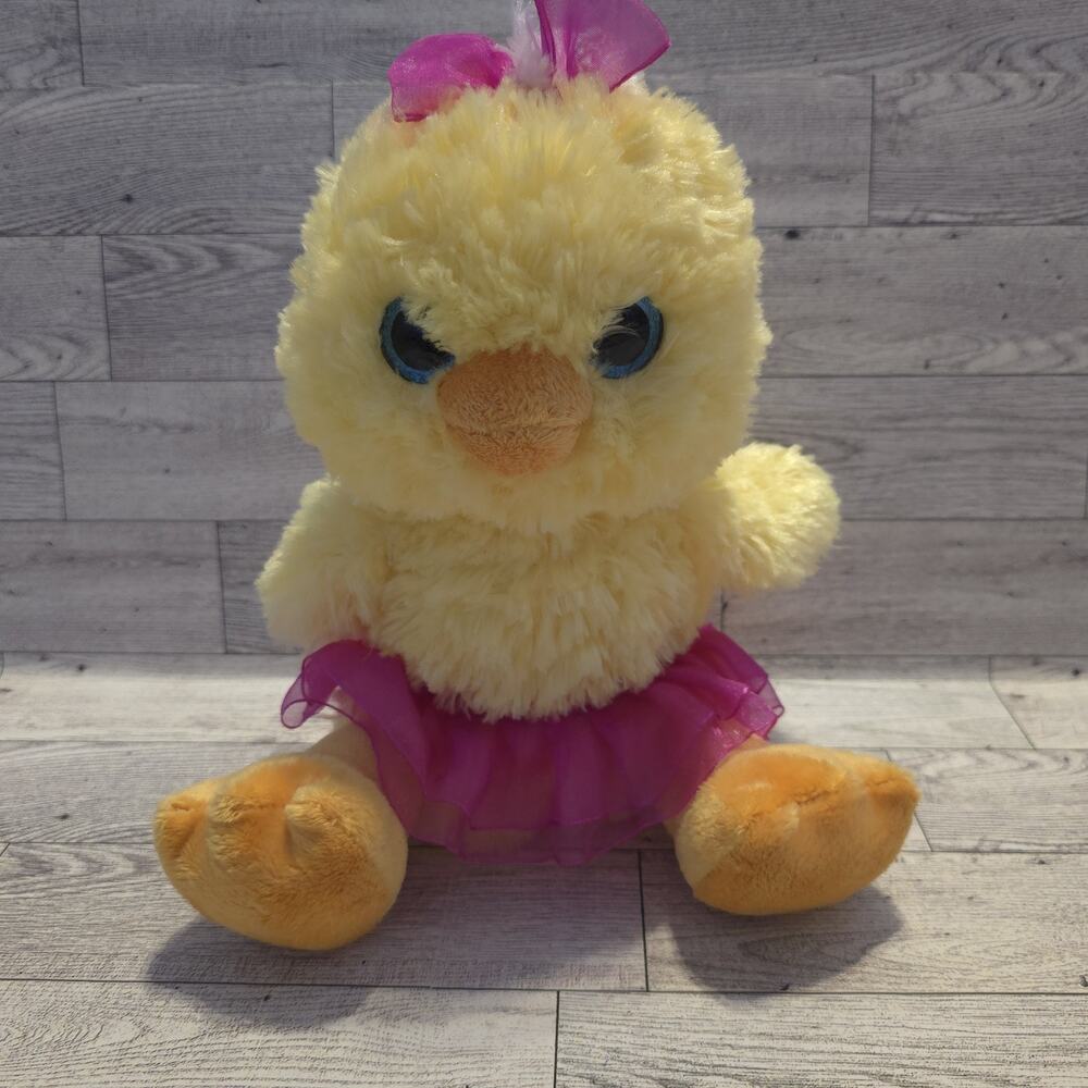Aurora Yellow Chick in Pink‎ Tutu Bow Plush Chic Stuffed Animal Easter Spring